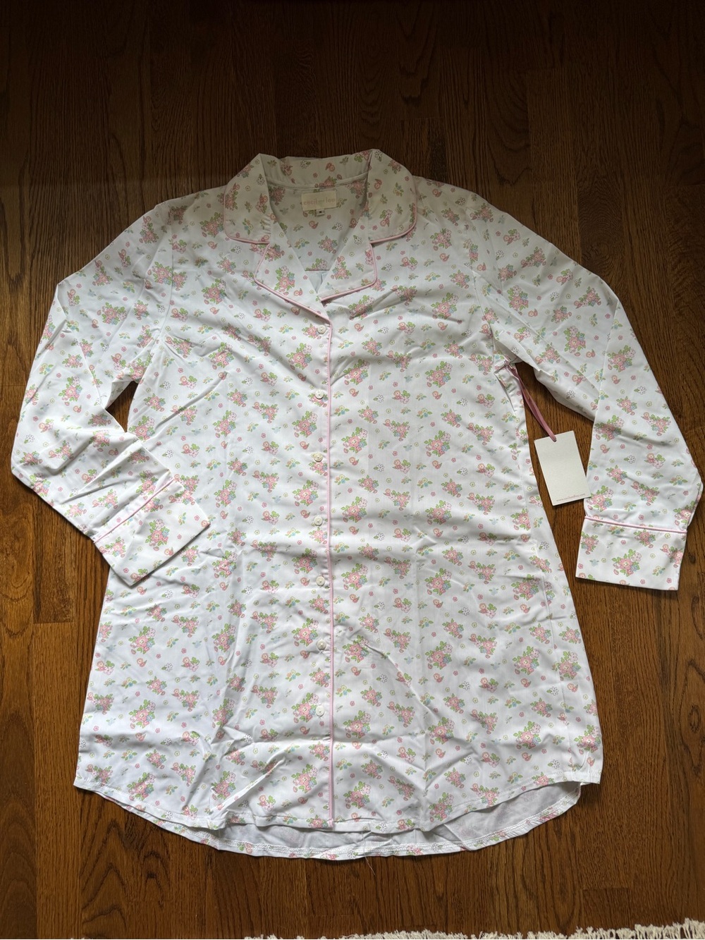 Women's Pink Floral Long-Sleeve Nightshirt, NWT